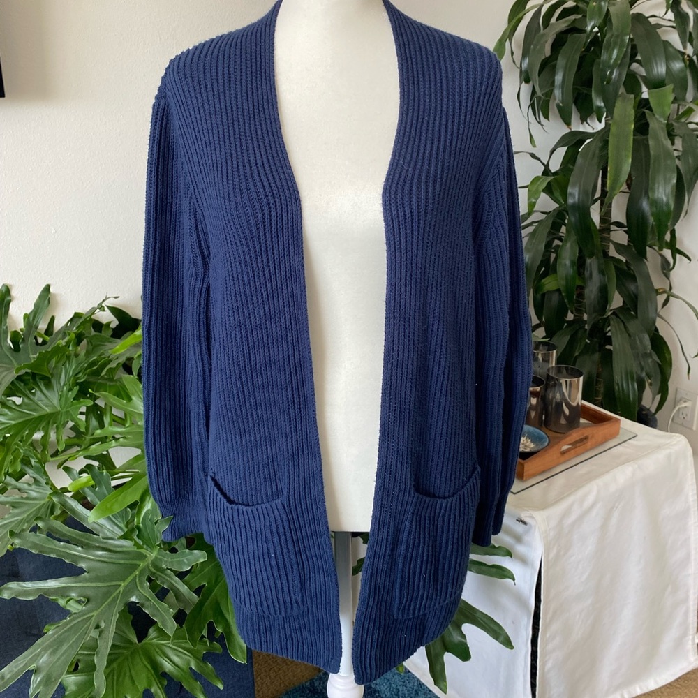 MADEWELL Navy Nolan Ribbed Open Front Cardigan